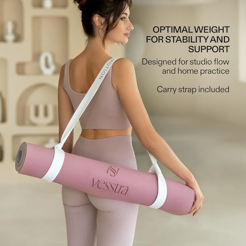 Premium Yoga Mat – Sweat-Activated Non-Slip PU Grip I Natural Rubber Base I 4mm for Yoga, Pilates & Workouts - color: Dusty Rose