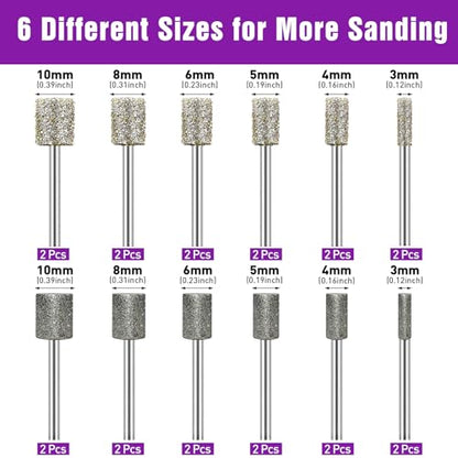 Stone Carving Set Diamond Grinding Bit Compatible with Dremel, 50Grit 116Grit 24PCS Polishing Kit Diamond Bits 1/8" (3mm) Shank Accessories for Stone Glass Ceramics Carving, Polishing, Grinding - size: 24PCS