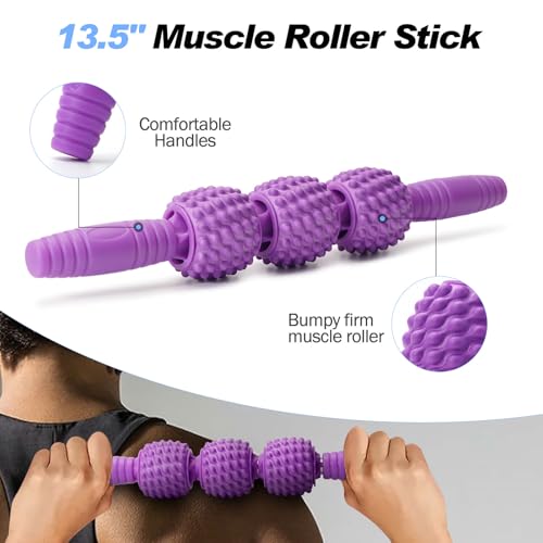 5 in 1 Foam Roller Set High Density Patented Foam Roller for Exercise - color: Purple Diamond