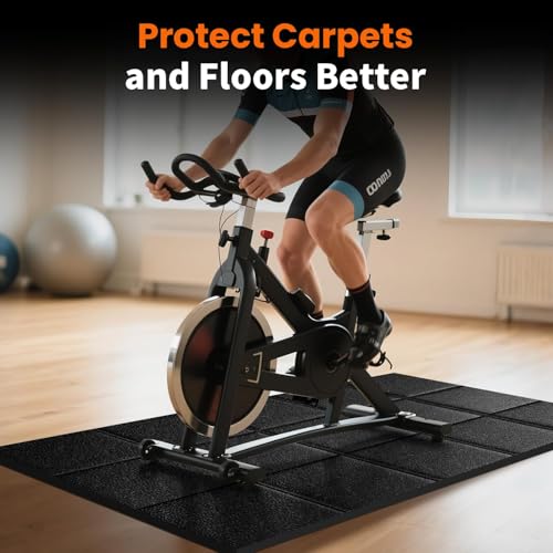 THAILE Treadmill Mat, 79" x 39" x 5mm, Carpet & Hardwood Floor Protector | 5mm Cushioning & Wide Coverage: Reduces vibration under treadmills, walking pads and exercise bikes while protecting floors - size: 79"L x 39"W x 0.2"Th