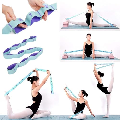 Yoga Strap 8 Loop, Adjustable Stretching Strap For Yoga Ballet Gymnastics, Multi Loop Yoga Belt - color: Dark purple little person style