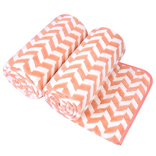 JML Microfiber Bath Towels, 30" x 60", 2 Pack, Chevron Orange - color: Chevron Red, size: 2 Pack (30 in x 60 in)