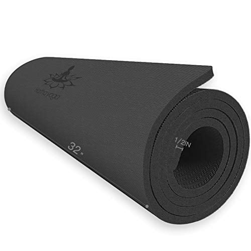 Hatha Yoga Extra Thick TPE Yoga Mat - 72"x 32" Thickness 1/2 Inch -Eco Friendly- With High Density Anti-Tear Exercise Mats For Home Gym Travel & Floor Outside - color: Black