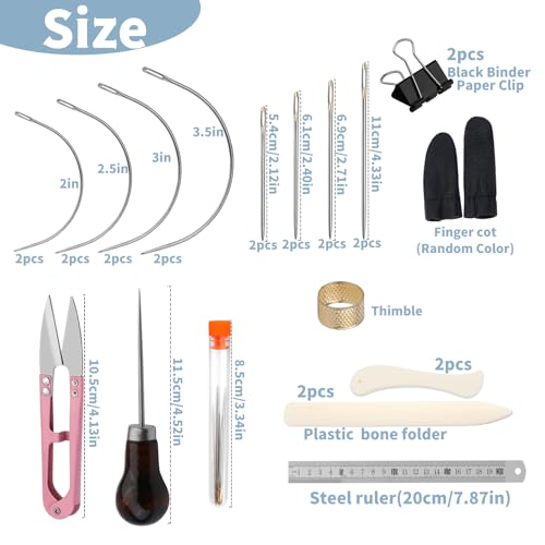 Book Binding Kits Bookbinding Kit Book Binding Materials Bone Folder Tool | 33 Pcs Paper Folding Tool Book Binding Supplies with Sewing Needle Waxed Thread Steel Ruler Awl for Bookbinding - color: 33 Pcs Style B