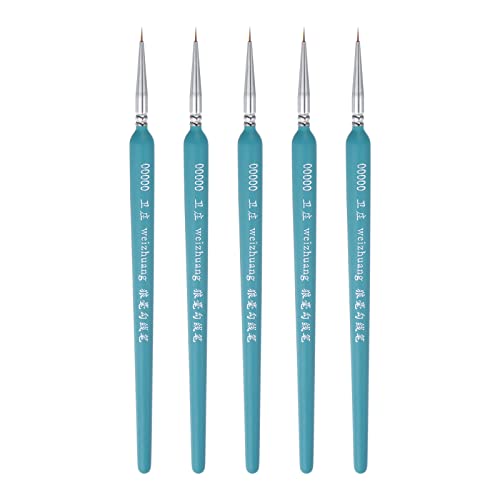 HARFINGTON 5pcs Detail Paint Brushes 3mm Pointed Tip 180mm Length Nylon Hair Miniature Painting Brush for Watercolor Oil Acrylic Painting(00000#), Blue - color: Blue, size: 00000# 3mm
