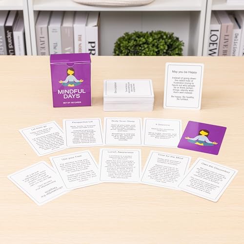100 Mindful Days - Daily Mindful Activity Cards – Self-Care & Gratitude Prompts for All Ages | Portable Travel Deck for Mental Wellness, Focus & Stress Relief - style: Daily Activity Cards