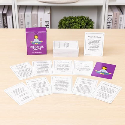100 Mindful Days - Daily Mindful Activity Cards – Self-Care & Gratitude Prompts for All Ages | Portable Travel Deck for Mental Wellness, Focus & Stress Relief - style: Daily Activity Cards