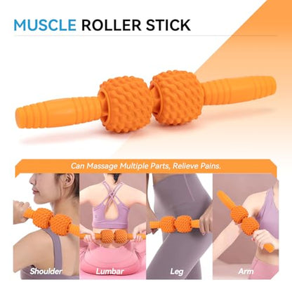 5 in 1 Foam Roller Set, High Density Patented Exercise Roller - color: Orange