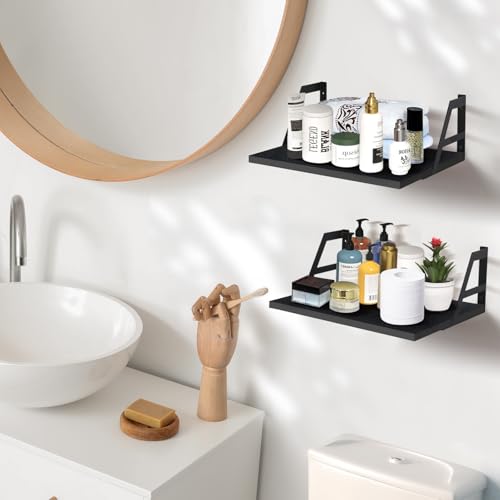 Tectocker-DOU 2 Pc Deep Floating Wall Shelves, Heavy Duty, 15.7×11.8, Black - color: Black, size: 15.7W×11.8D