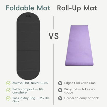 WeiLa Foldable Yoga Mat,10mm Extra Thick,Extra Long (75"x26") for Women&Men - color: Black & Grey