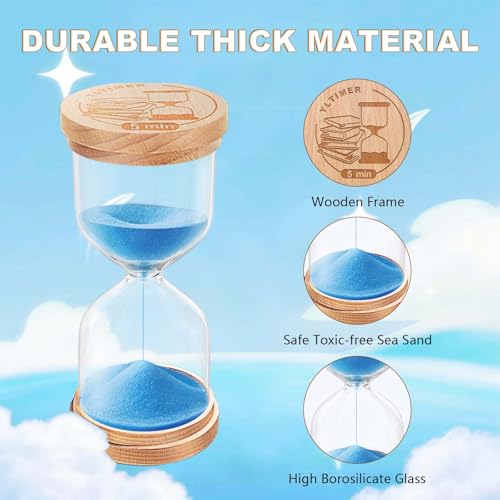 Hourglass 20 Minute Sand Timer:Small Wooden SandClock, Sand Watch 20 Min, Hour Glass Sandglass for Games,Study,Classroom (Blue)
