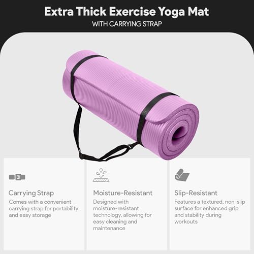 BalanceFrom 1-inch Thick 71x24 Inches Extra Thick Exercise Yoga Mat - color: Taro Purple