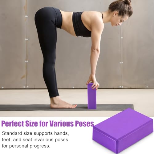 Silipull 10 Pcs Pilates Ring Blocks Set for Women Home Yoga Equipment Accessories Pilates Ring Circle and Ball Workouts Gift Include Ball Yoga Circle Resistance Bands Block Straps Gym Bag - color: Purple