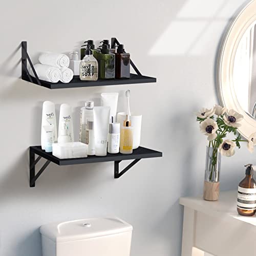 Tectocker-DOU 2 Pc Deep Floating Wall Shelves, Heavy Duty, 16x12, Black - color: Black, size: 16W×12D