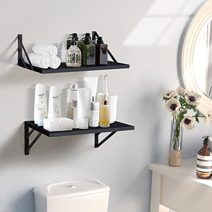 Tectocker-DOU 2 Pc Deep Floating Wall Shelves, Heavy Duty, 16x12, Black - color: Black, size: 16W×12D