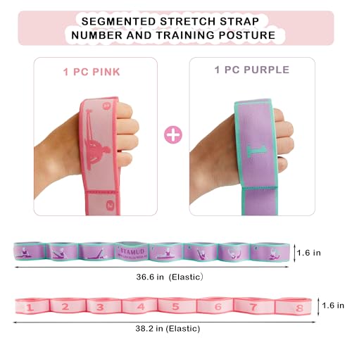 2 PCS Stretch Strap for Kids Dance Elastic Band for Children Gymnastics Stretching Strap Kids Stretching Bands Multi-Loop Adjustable Exercise Bands Stretching Resistance Ballet Bands -8 Loops