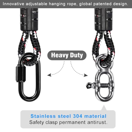 SELEWARE 3ft Tree Swing Rope, Adjustable Hammock Straps Hanging Kit - color: Black-2 Pack, size: 3ft