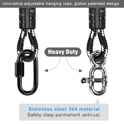 SELEWARE 3ft Tree Swing Rope, Adjustable Hammock Straps Hanging Kit - color: Black-2 Pack, size: 3ft
