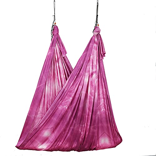 Aerial Yoga Hammock Aerial Pilates Silk Yoga Swing Set Inversion Equipment include daisy Chain, Pose Guide 5.5 yards - color: Stone flower