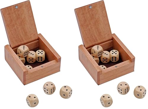 WE Games Wooden Dice Box with 8 Rounded Wooden Dice - Instructions for 10 Dice Games (Pack of 2) - size: 19mm (Pack of 2)
