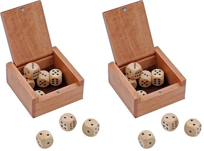 WE Games Wooden Dice Box with 8 Rounded Wooden Dice - Instructions for 10 Dice Games (Pack of 2) - size: 19mm (Pack of 2)
