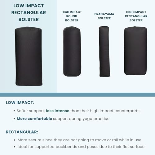 Everyday Yoga Premium Bolster, Soft Meditation Pillow, Multi-Colors - color: Black, style: D. Low Impact - Rectangular