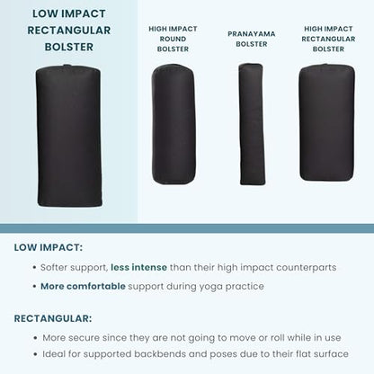 Everyday Yoga Premium Bolster, Soft Meditation Pillow, Multi-Colors - color: Black, style: D. Low Impact - Rectangular