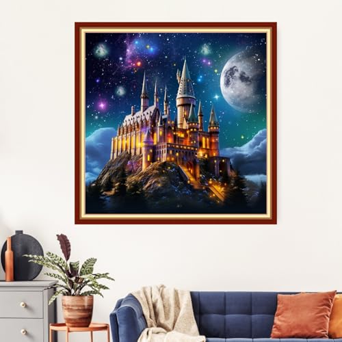 Artvxeay Stamped Cross Stitch Kits Beginners Full Range of Embroidery Starter Kits for Adults Printed Cross Stitching DIY Needlepoint Kit 11CT- (Colorful Castle 18x18 inch) - color: ColorArt20