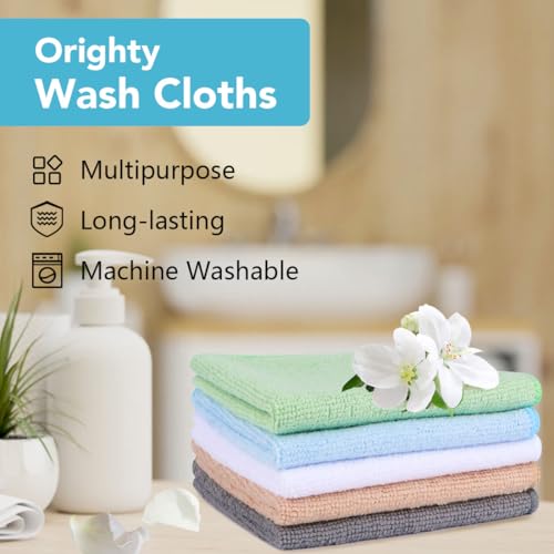Orighty Washcloths Bulk, 200 Pack Microfiber Face Towels, 12x12 Inch - color: Multicolor