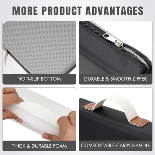 HappyPicnic Waterproof Garden Kneeling Pad, 2in Thick, Black, 1 Pack | Soft High-density Foam knee Support, with Handle, Easy to Clean, Non-slip, for Gardening, Yoga, Prayer, Housework, Exercise - color: Black