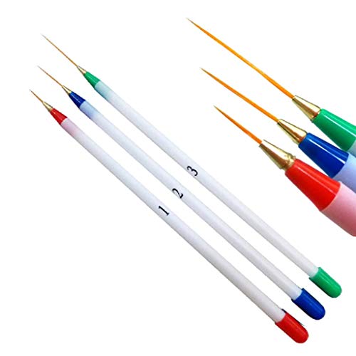 Set 3Pcs/Pack Fine Drawing Striping Liner Design Tips Nail Art Pen Brushes Brush Salon DIY Gel UV Manicure Tool gifts Multicolor