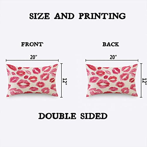 TKS MITLAN Lips Prints Throw Pillow Case Cushion Cover Kiss Lipstick Mouth Red Smooch Linen Couch Bed Sofa Car Waist Cushion Cover 12 x 20 inch - color: Lips Prints, size: 20" x 12" (Pack of 1)