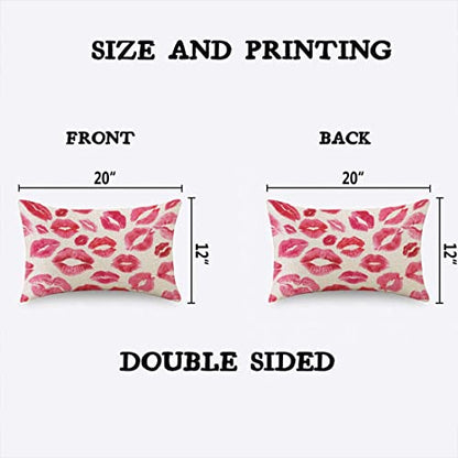 TKS MITLAN Lips Prints Throw Pillow Case Cushion Cover Kiss Lipstick Mouth Red Smooch Linen Couch Bed Sofa Car Waist Cushion Cover 12 x 20 inch - color: Lips Prints, size: 20" x 12" (Pack of 1)