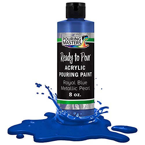 Pouring Masters Royal Blue Metallic Pearl Ready to Pour Acrylic Pouring Paint - Premium 8-Ounce Pre-Mixed Fluid Acrylic Paint - Fluid Art Supplies for Canvas, Wood, Paper, Tile & Rocks - color: Royal Blue Metallic Pearl, size: 8 Fl Oz (Pack of 1)