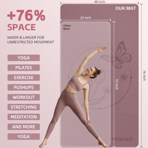 Large 76"x40"x0.4" Yoga Mat - color: Dull Pink