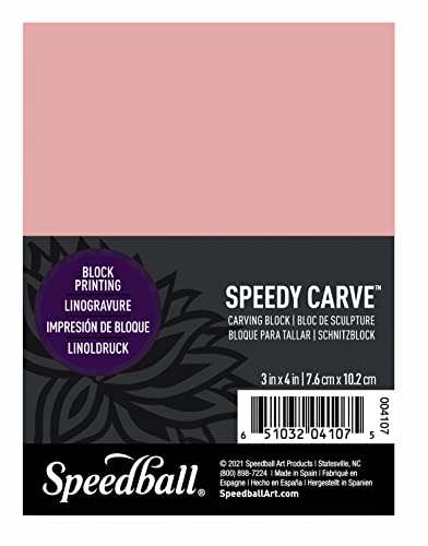 Speedball 4107 Speedy-Carve Block – Soft, Easy Carve Surface – 3 x 4 Inches, Pink