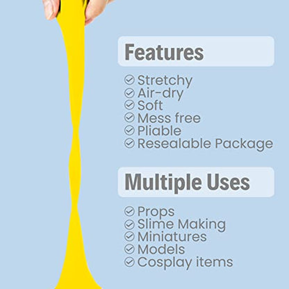 BOHS Foam Clay, Yellow Air Dry Modeling Clay, 1.1 lb | Soft, lightweight; crack-free finish; EVA and polystyrene foam details; cosplay props, figurines, fake bakes and slime making - color: Yellow, size: 500 g