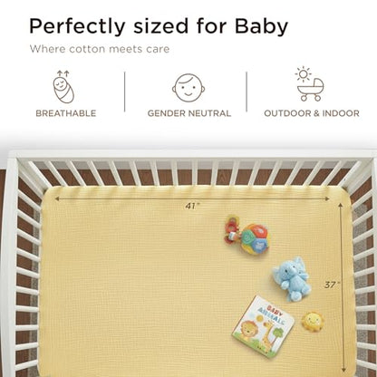 Threadmill Cotton Swaddle Blanket, Muslin, Beige, Breathable, Ultra-Soft | 100% Cotton, Muslin Weave, 41x37 in, Breathable, OEKO-TEX Certified, Machine Washable - color: Beige, size: Baby