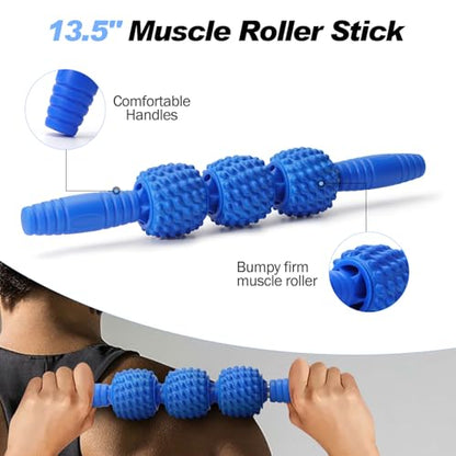 5 in 1 Foam Roller Set High Density Patented Foam Roller for Exercise | Foam Roller Massage Stick, Massage Ball, Resistance Band for Deep Muscle Massage Yoga Trigger Point Release Blue Diamond - color: Blue Diamond
