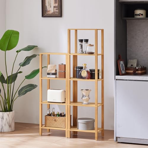 YUFAM 4 Tier Small Bookshelf, Narrow Tall Shelf, Wooden Book Shelf,Natural - color: Natural, size: 4-Tier