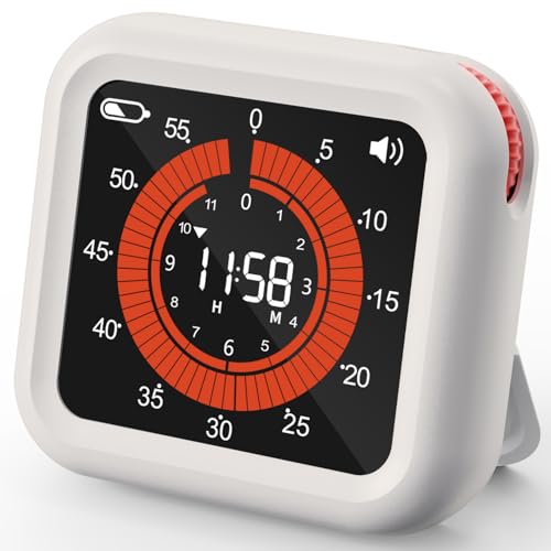 Digital Magnetic Visual Kitchen Timer, Up to 11H 59M Countdown & Count Up - color: White