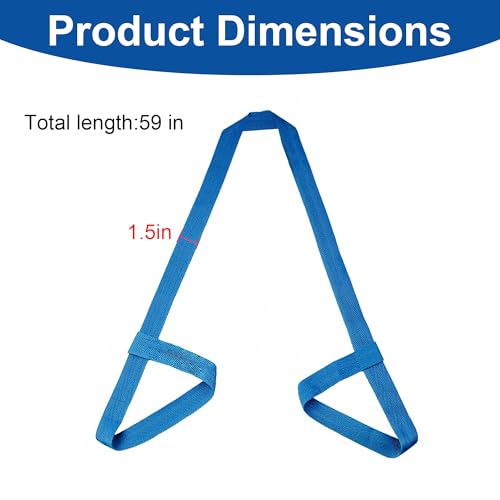 Yoga Mat Carrier Strap Adjustable Cotton Sling for Large Thick Mats 2 in 1 Carrying Strap and Stretching Band - color: Blue