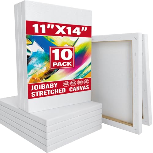 Stretched Canvas for Painting,10Pack 11X14 Inch Stretched White Blank Canvas,8 Oz Triple Primed 5/8" Profile Stretched Canvases,100% Cotton,Canvas for Painting, for Acrylics, Oils - style: 10 PACK 11X14
