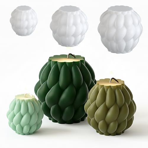3 Pack Spiral Ball Cylinder Soap & Candle Mold - 3 Size - Silicone 3D Molds for Candy & Home Decor - Resin Casting & Making Molds - color: ehd-bubble-spiral-3-pack-480123