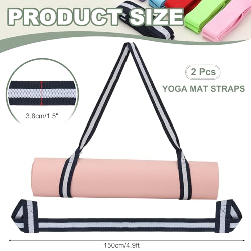 Yoga Mat Straps for Carrying, Adjustable Exercise Mat Sling Holder Multi Purpose Mats Carrier - color: Blue/White