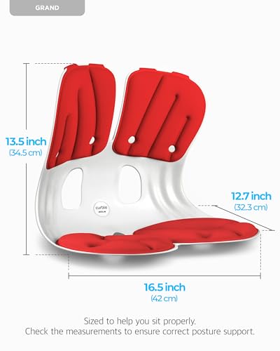 curble Grand 2 Pack– Extra Wide Ergonomic Seat Support, Sit Straighter Without Effort, Passive Posture Trainer for Office, Home & Car (Red) - color: 2 Pack Red