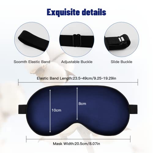 Silk Sleep Mask, Blackout Eye Mask for Sleeping with Adjustable Strap - color: Blue