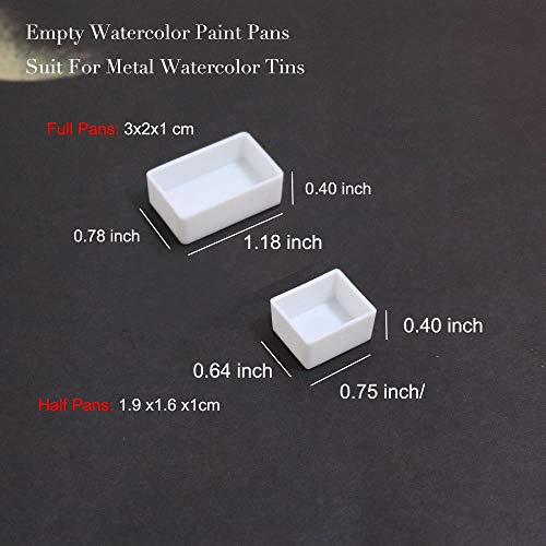 Empty Watercolor Pans, 20 Full (3ml) & 20 Half Pans (2ml) | Refillable Plastic Pans, White Paints Pans, Fits Metal Watercolor Tins, DIY Palettes, For Homemade Watercolors Soild Paints - style: 20Pcs Full Pans and 20Pcs Half Pans