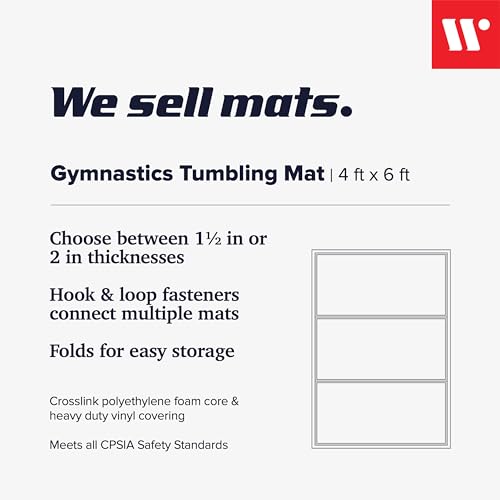 We Sell Mats Gymnastics Mat, Folding Tumbling Mat, Portable with Hook & Loop Fasteners - color: Black, size: 4 ft x 6 ft x 1.5 in
