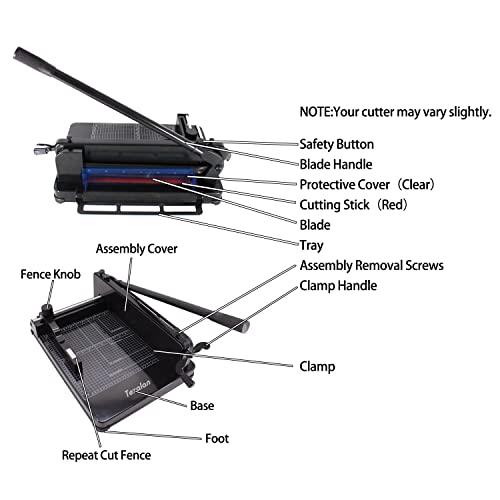 Heavy Duty Guillotine Paper Cutter - 400 Sheets Capacity, A4 12" Stack Paper Trimmer, Steel Base, Black - size: A4-12'' PAPER CUTTER